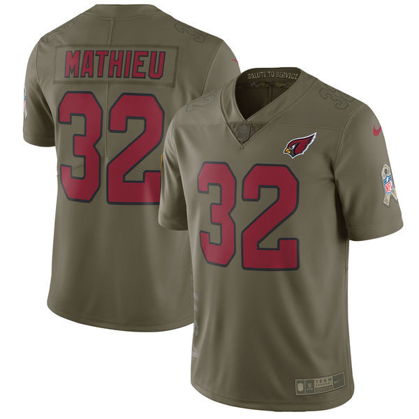  Cardinals 32 Tyrann Mathieu Youth Olive Salute To Service Limited Jersey