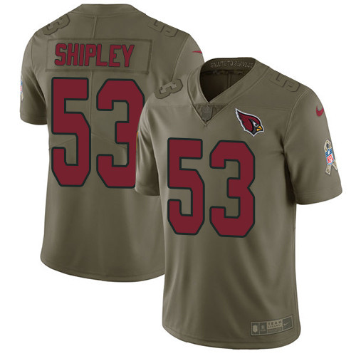  Cardinals 53 A.Q. Shipley Olive Salute To Service Limited Jersey