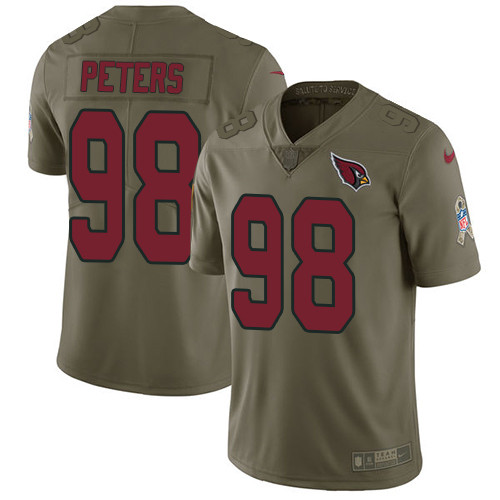  Cardinals 98 Corey Peters Olive Salute To Service Limited Jersey