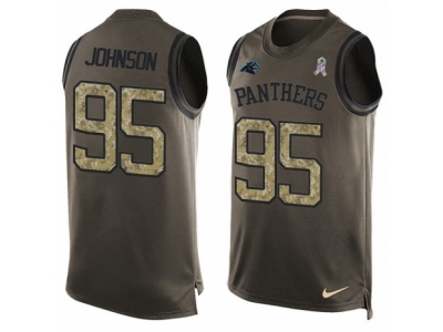  Carolina Panthers 95 Charles Johnson Limited Green Salute to Service Tank Top NFL Jersey