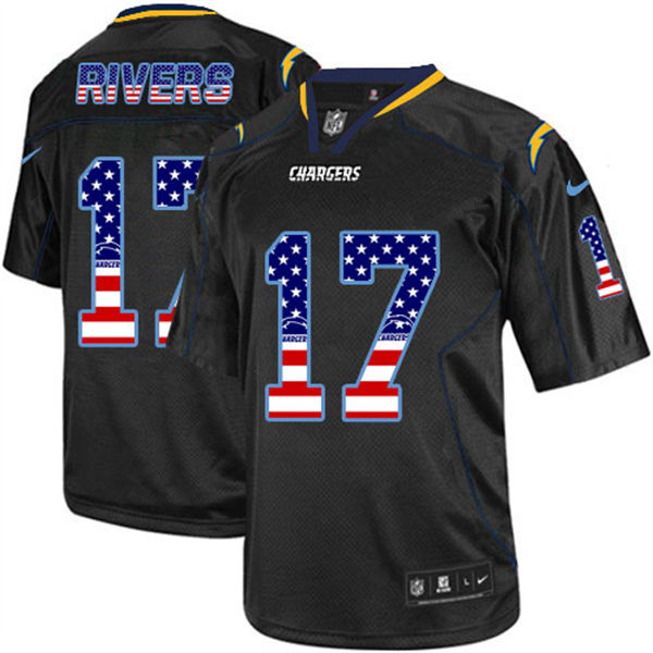  Chargers 17 Philip Rivers Black USA Flag Fashion Elite Jersey