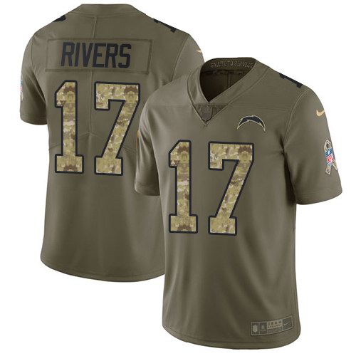 Chargers 17 Philip Rivers Olive Camo Salute To Service Limited Jersey