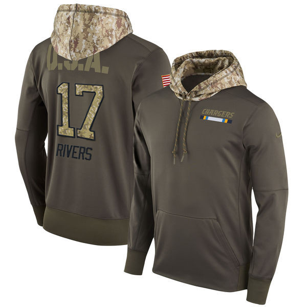  Chargers 17 Philip Rivers Olive Salute To Service Pullover Hoodie