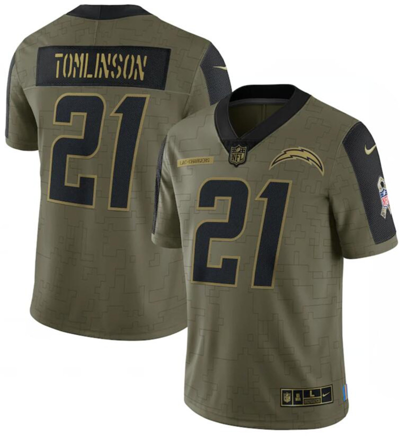Nike Chargers 21 LaDainian Tomlinson Olive 2021 Salute To Service Limited Jersey