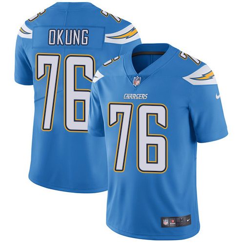  Chargers 76 Russell Okung Light Blue Vapor Untouchable Limited Jersey