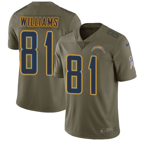  Chargers 81 Mike Williams Olive Salute To Service Limited Jersey