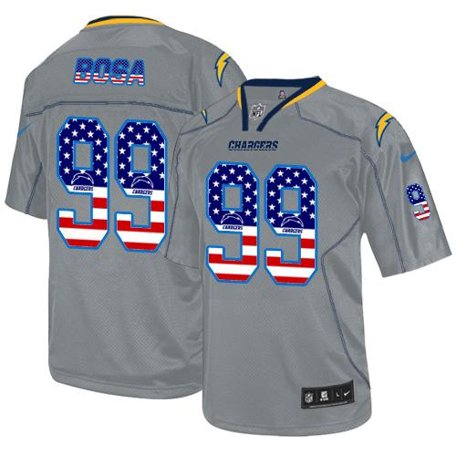  Chargers 99 Joey Bosa Lights Out Grey Men Stitched NFL Elite USA Flag Fashion Jersey