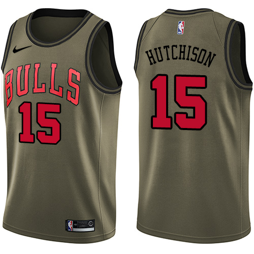  Chicago Bulls #15 Chandler Hutchison Green NBA Swingman Salute to Service Jersey