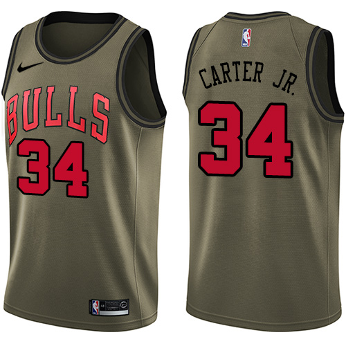  Chicago Bulls #34 Wendell Carter Jr Green NBA Swingman Salute to Service Jersey