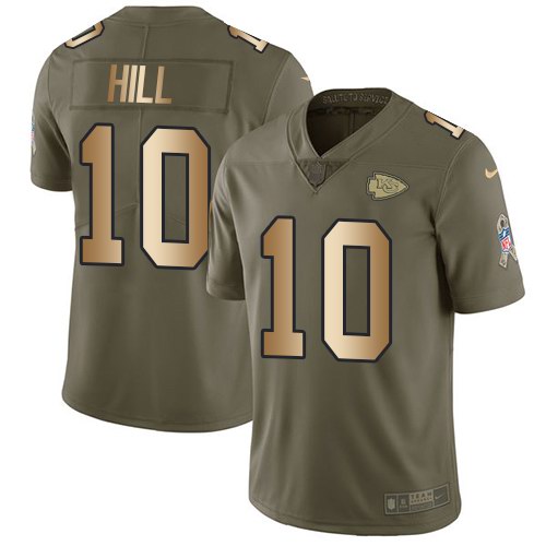  Chiefs 10 Tyreek Hill Olive Gold Salute To Service Limited Jersey