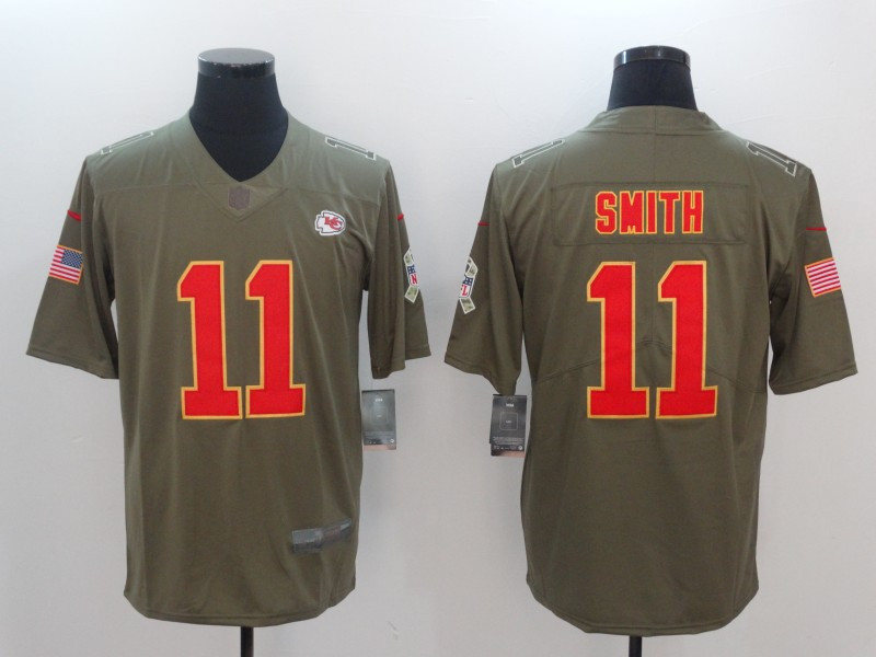  Chiefs 11 Alex Smith Olive Salute To Service Limited Jersey