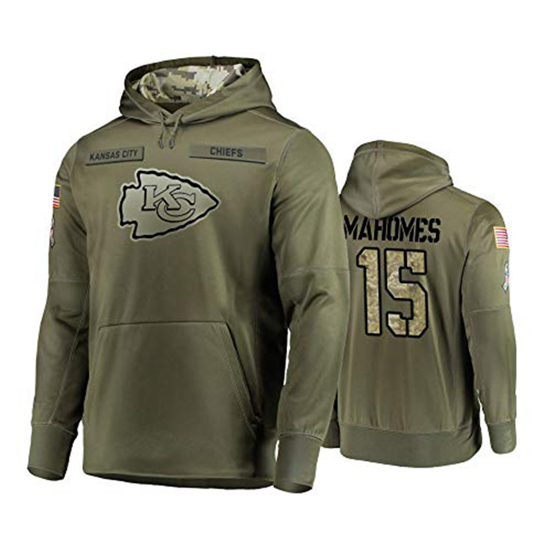 Nike Chiefs 15 Patrick Mahomes 2019 Salute To Service Stitched Hooded Sweatshirt
