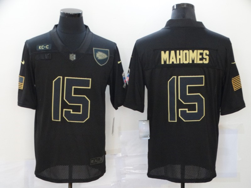 Nike Chiefs 15 Patrick Mahomes Black 2020 Salute To Service Limited Jersey