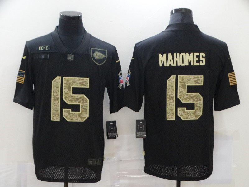 Nike Chiefs 15 Patrick Mahomes Black Camo 2020 Salute To Service Limited Jersey