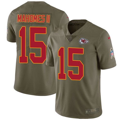  Chiefs 15 Patrick Mahomes II Olive Salute To Service Limited Jersey