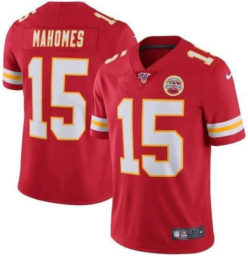 Nike Chiefs 15 Patrick Mahomes Red 100th Season Vapor Untouchable Limited Jersey