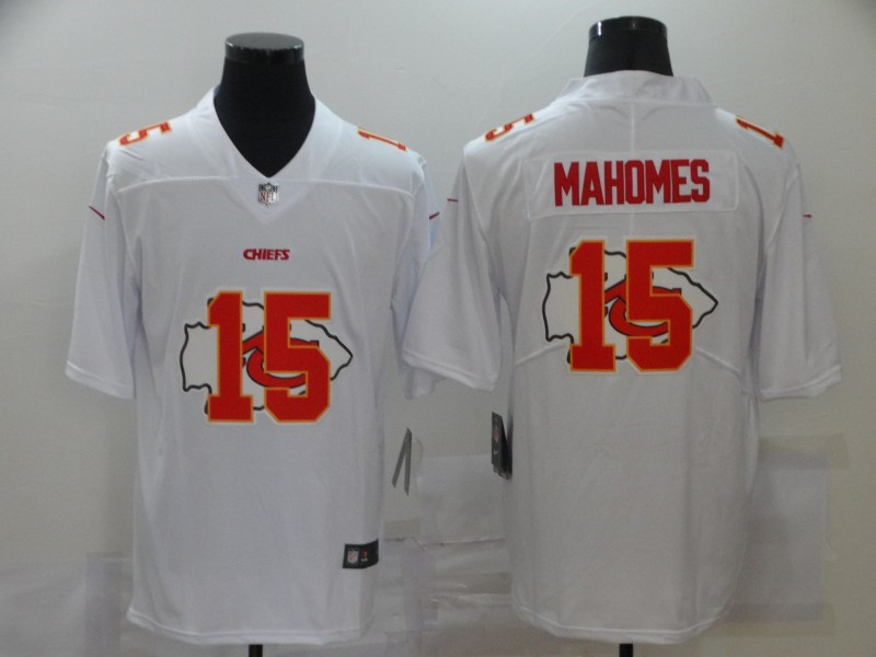 Nike Chiefs 15 Patrick Mahomes White Shadow Logo Limited Jersey
