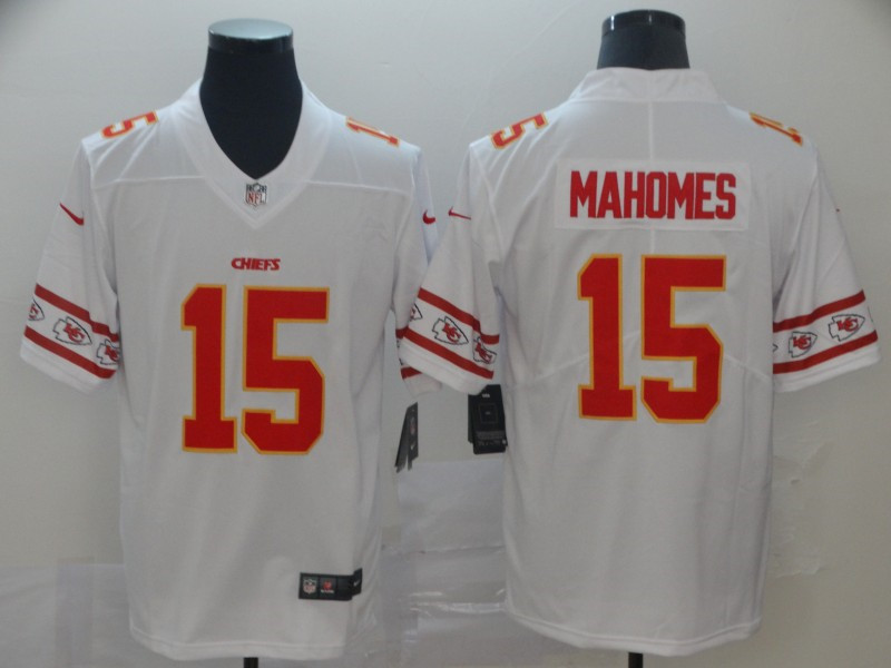 Nike Chiefs 15 Patrick Mahomes White Team Logos Fashion Vapor Limited Jersey