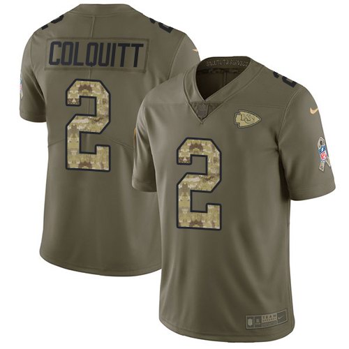  Chiefs 2 Dustin Colquitt Olive Camo Salute To Service Limited Jersey