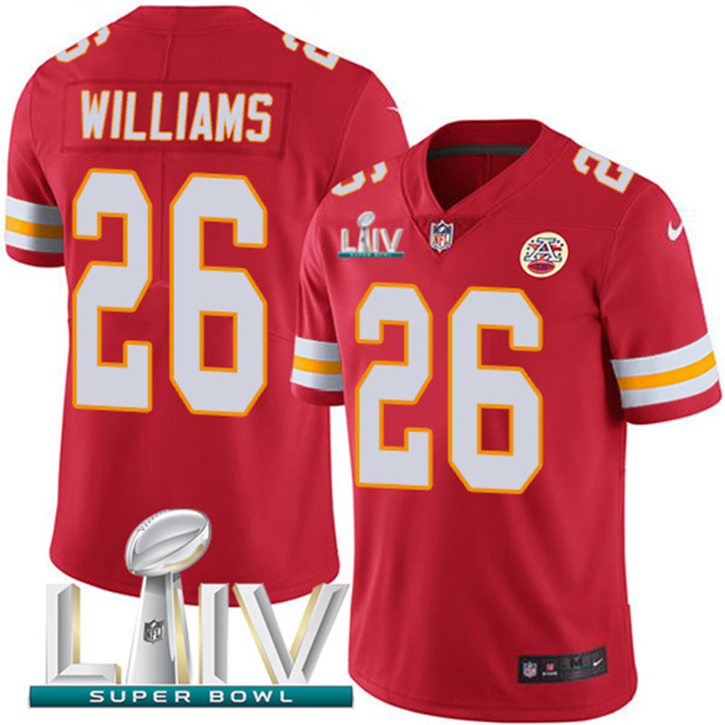 Nike Chiefs 26 Damien Williams Red 2020 Super Bowl LIV Vapor Untouchable Limited Jersey