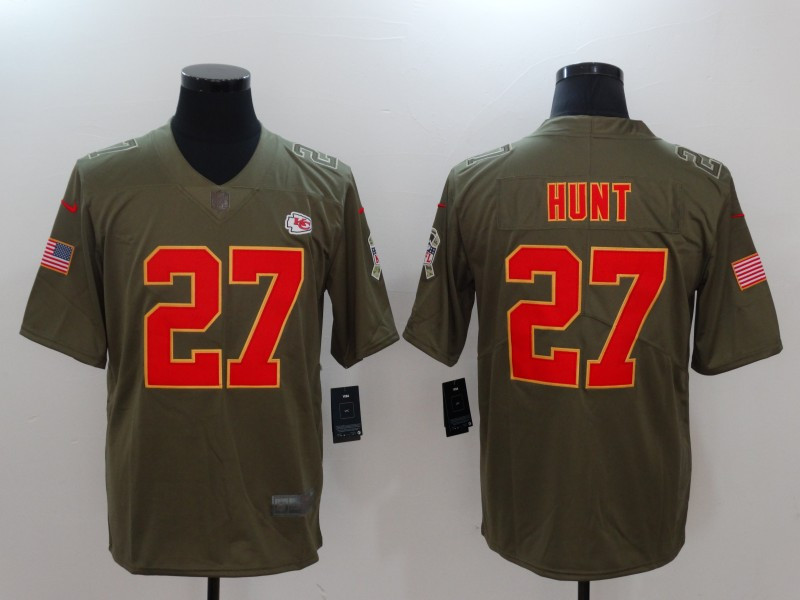  Chiefs 27 Kareem Hunt Olive Salute To Service Limited Jersey