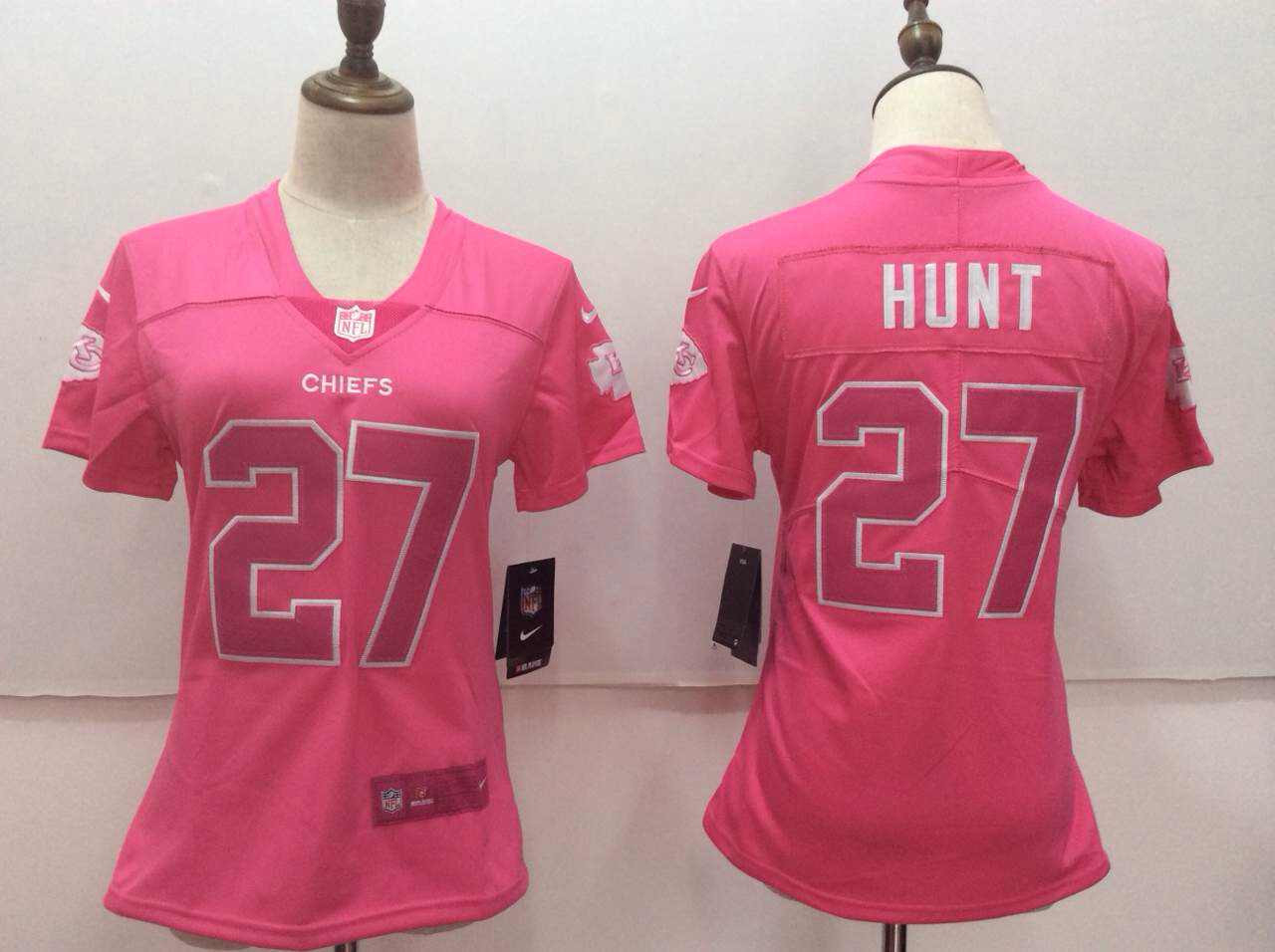  Chiefs 27 Kareem Hunt Pink Women Vapor Untouchable Player Limited Jersey