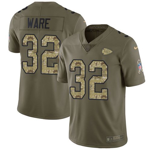  Chiefs 32 Spencer Ware Olive Camo Salute To Service Limited Jersey