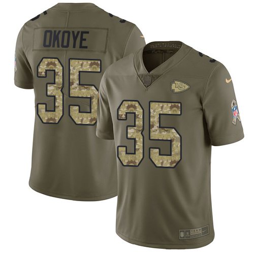  Chiefs 35 Christian Okoye Olive Camo Salute To Service Limited Jersey