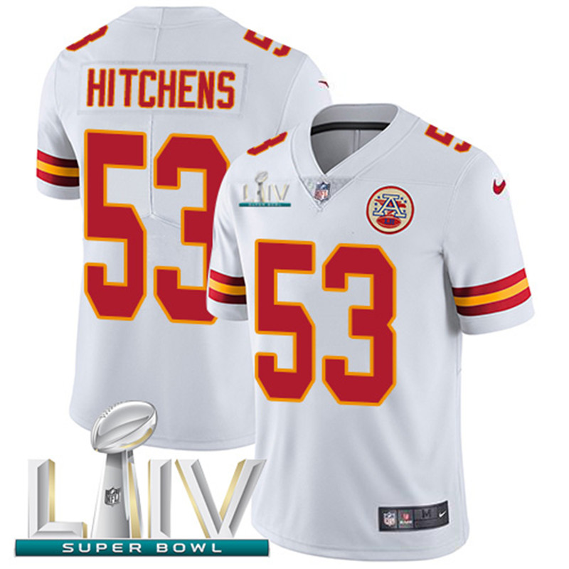 Nike Chiefs 53 Anthony Hitchens White 2020 Super Bowl LIV Vapor Untouchable Limited Jersey