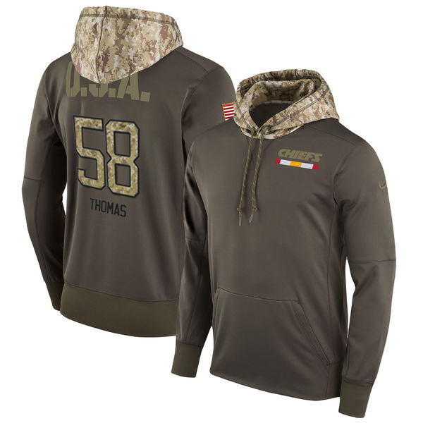  Chiefs 58 Derrick Thomas Olive Salute To Service Pullover Hoodie