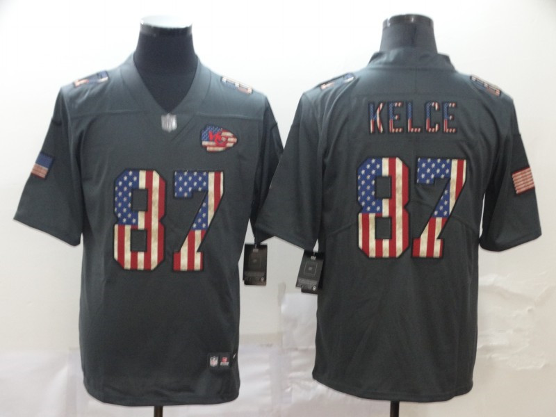Nike Chiefs 87 Travis Kelce 2019 Salute To Service USA Flag Fashion Limited Jersey