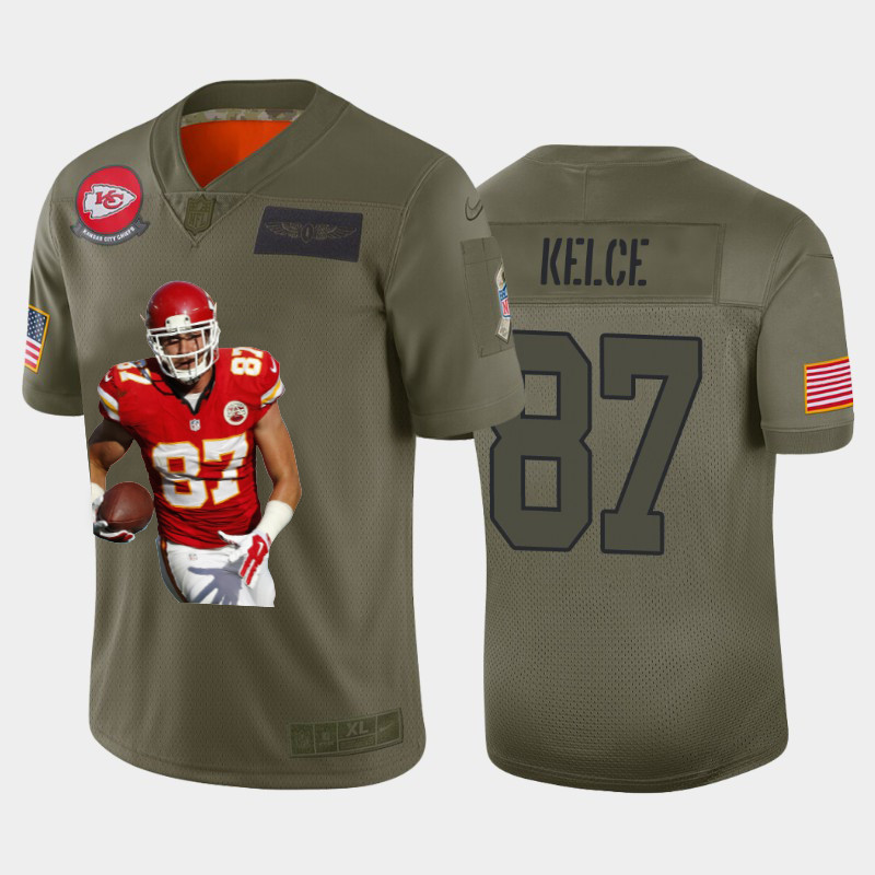 Nike Chiefs 87 Travis Kelce Olive Player Name Logo Vapor Untouchable Limited Jersey