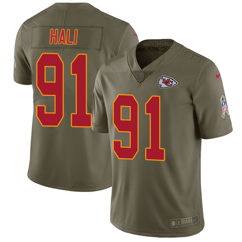  Chiefs 91 Tamba Hali Olive Salute To Service Limited Jersey