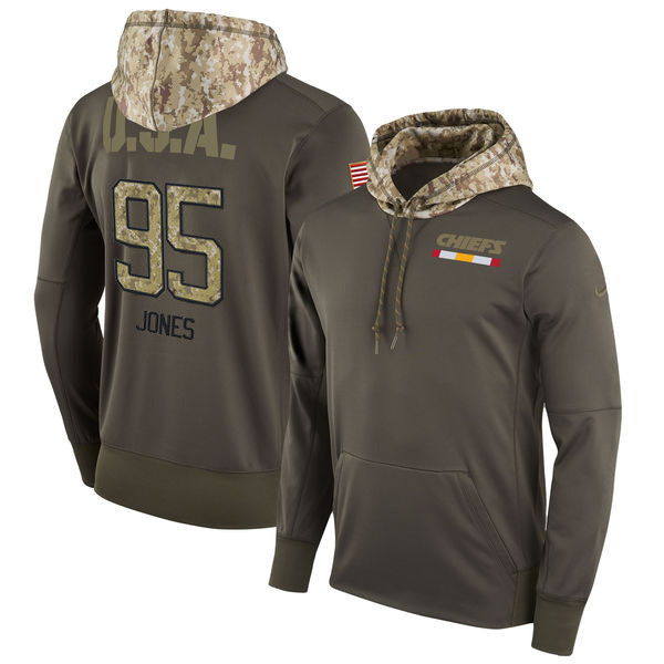  Chiefs 95 Chris Jones Olive Salute To Service Pullover Hoodie