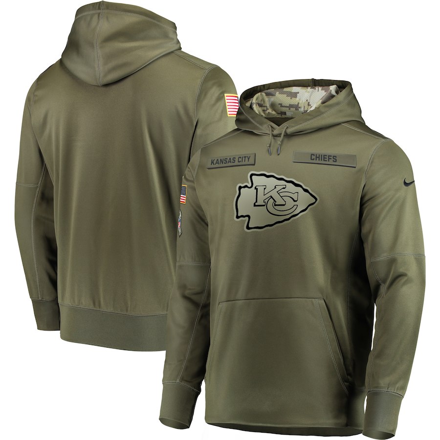  Chiefs Olive Salute To Service Men's Pullove Hoodie