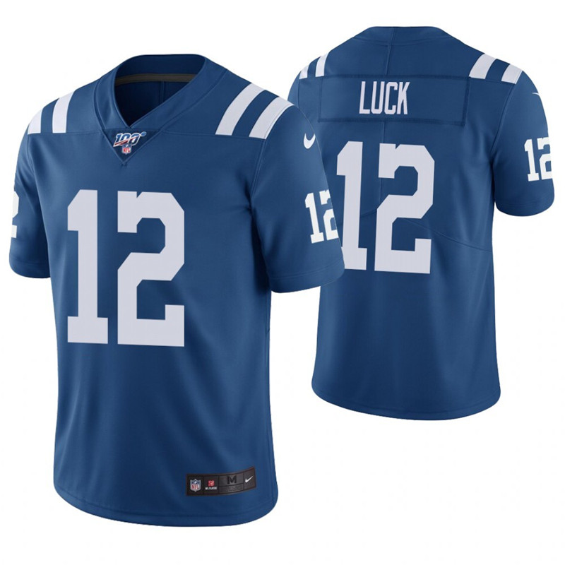 Nike Colts 12 Andrew Luck Blue 100th Season Vapor Untouchable Limited Jersey