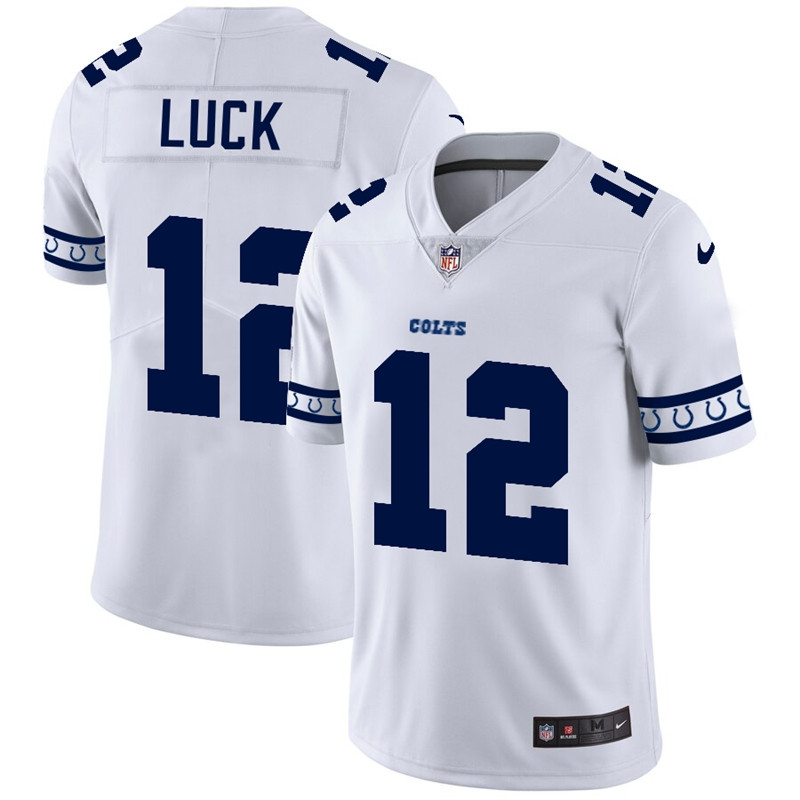 Nike Colts 12 Andrew Luck White Team Logos Fashion Vapor Limited ...