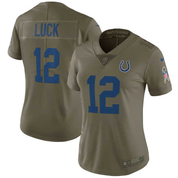  Colts 12 Andrew Luck Women Olive Salute To Service Limited Jersey