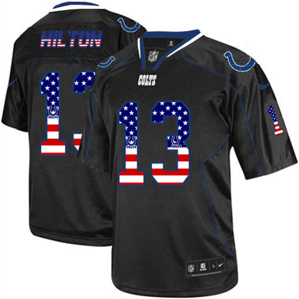  Colts 13 TY Hilton Black USA Flag Fashion Elite Jersey