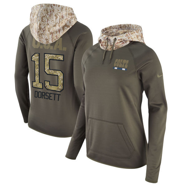  Colts 15 Phillip Dorsett Olive Women Salute To Service Pullover Hoodie