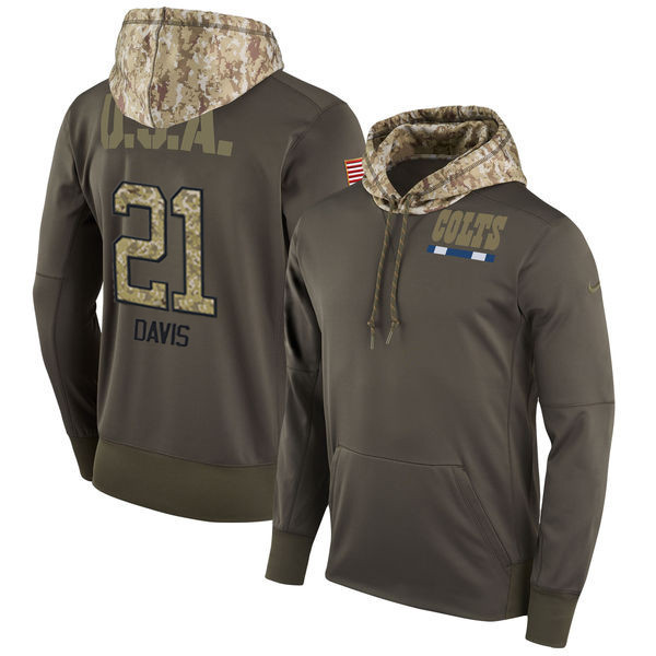  Colts 21 Vontae Davis Olive Salute To Service Pullover Hoodie
