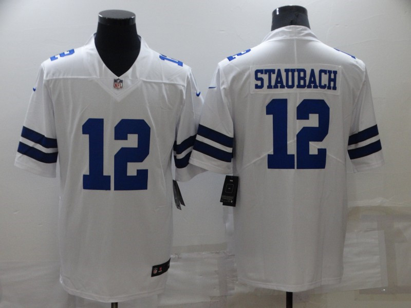 Nike Cowboys 12 Roger Staubach White Vapor Untouchable Limited Jersey