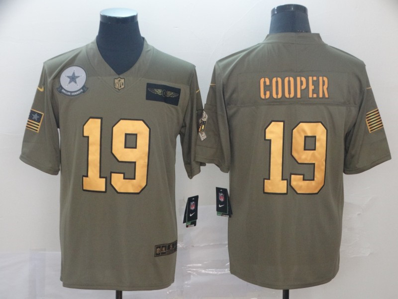 Nike Cowboys 19 Amari Cooper 2019 Olive Gold Salute To Service Limited Jersey