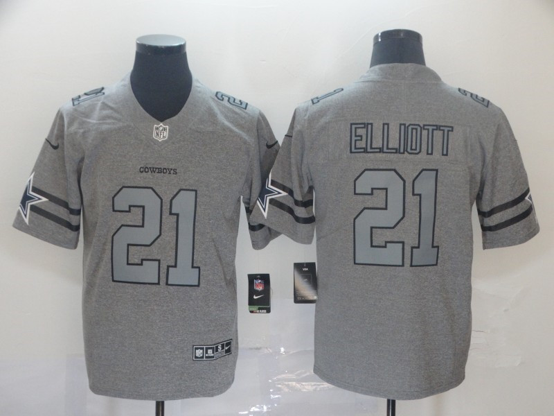 Nike Cowboys 21 Ezekiel Elliott 2019 Gray Gridiron Gray Vapor Untouchable Limited Jersey