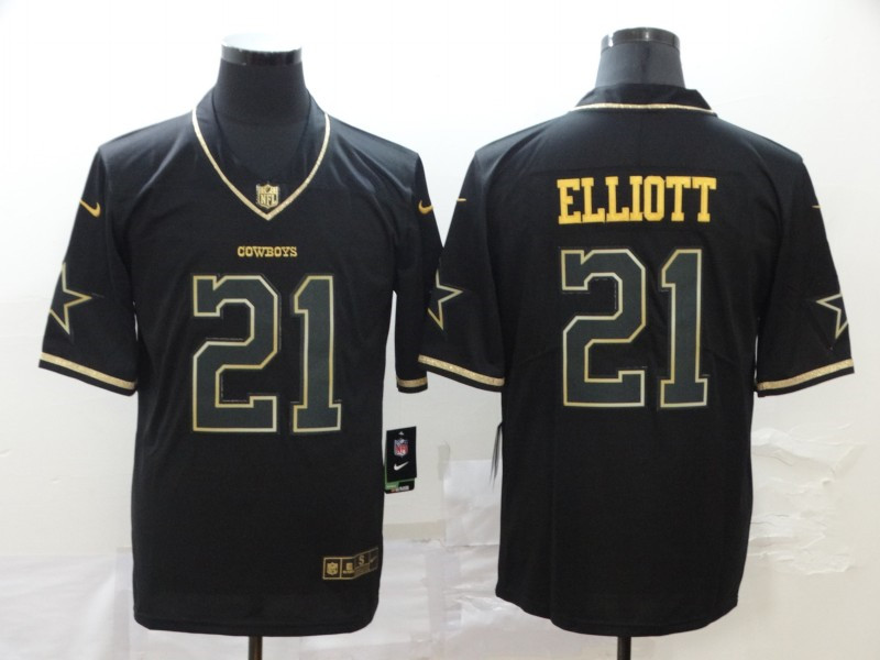 Nike Cowboys 21 Ezekiel Elliott Black Gold Throwback Vapor Untouchable Limited Jersey