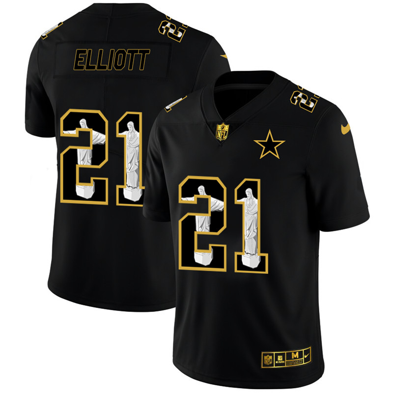 Nike Cowboys 21 Ezekiel Elliott Black Jesus Faith Edition Limited Jersey