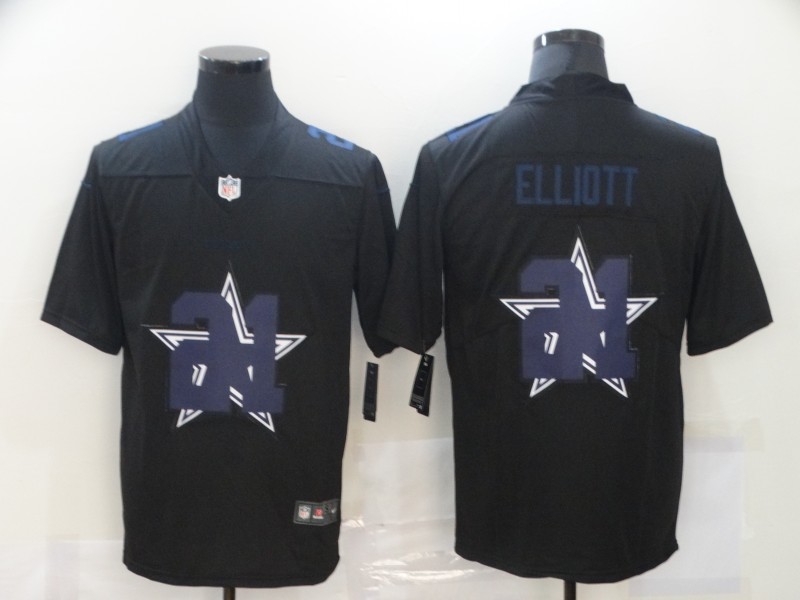 Nike Cowboys 21 Ezekiel Elliott Black Shadow Logo Limited Jersey