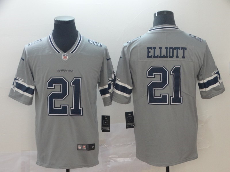Nike Cowboys 21 Ezekiel Elliott Gray Inverted Legend Limited Jersey