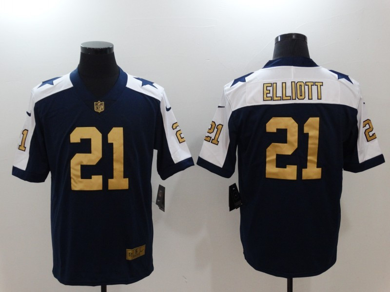  Cowboys 21 Ezekiel Elliott Navy Gold Color Rush Limited Jersey