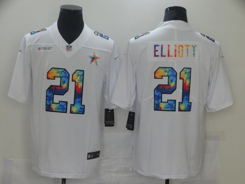 Nike Cowboys 21 Ezekiel Elliott White Vapor Untouchable Rainbow Limited Jersey